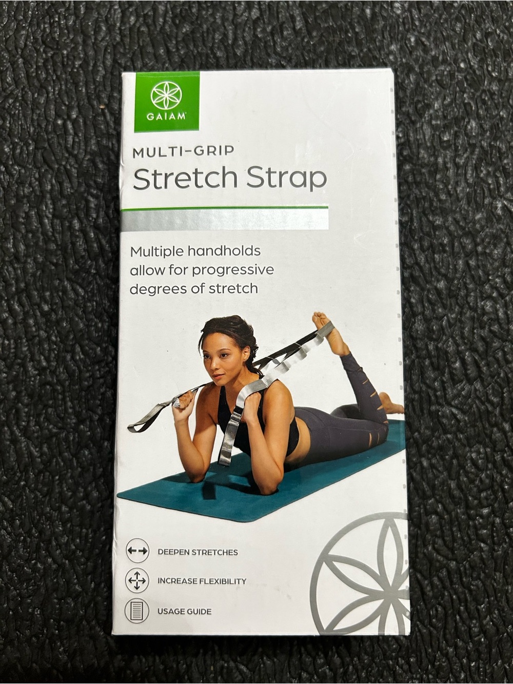Gaiam Multi-Grip Stretch Strap - Black & Silver